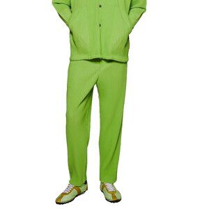 HOMME PLISSÉ ISSEY MIYAKE Pleated Men Trousers Size 1 Fresh Green
